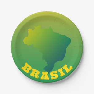 Assiettes En Carton Drapeau du Brésil   Brasil Verde Amarelo