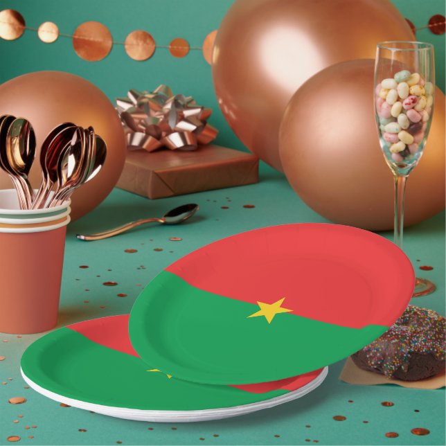 Assiettes En Carton drapeau du Burkina Faso (Multi)