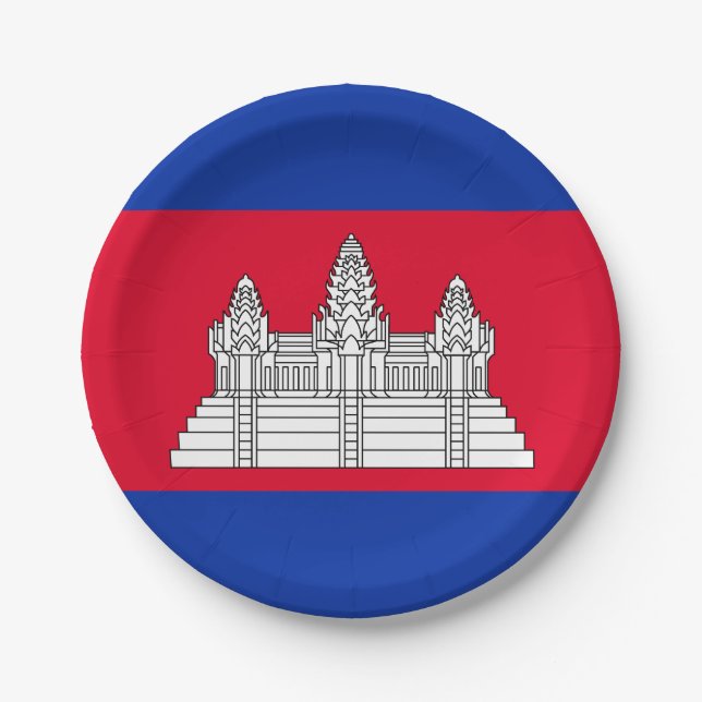 Assiettes En Carton Drapeau du Cambodge patriotique (Devant)