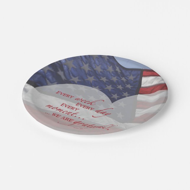 Assiettes En Carton Drapeau du coeur patriotique, appréciation militai (Angle)