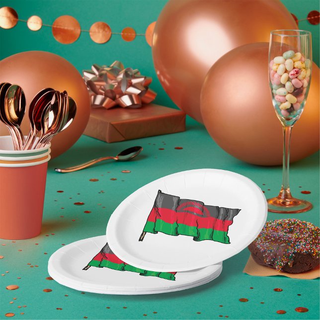 Assiettes En Carton Drapeau Du Malawi (Créateur téléchargé)