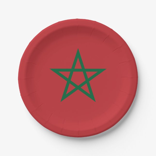 Assiettes En Carton Drapeau du Maroc (Devant)