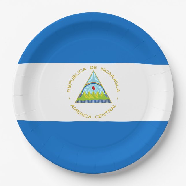 Assiettes En Carton Drapeau du Nicaragua (Devant)