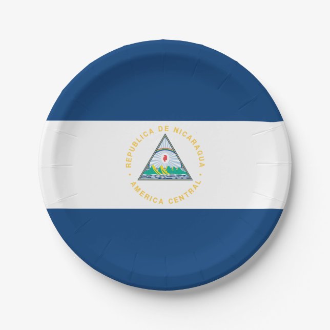 Assiettes En Carton Drapeau du Nicaragua (Devant)