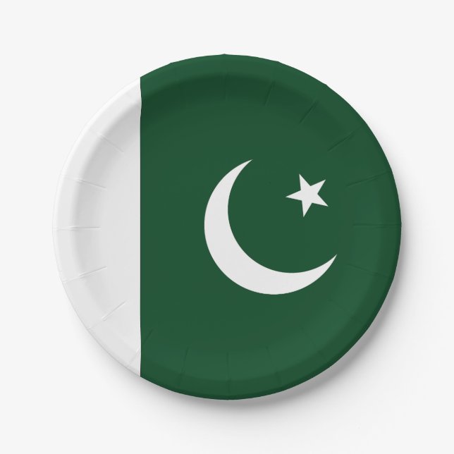 Assiettes En Carton Drapeau du Pakistan (Devant)