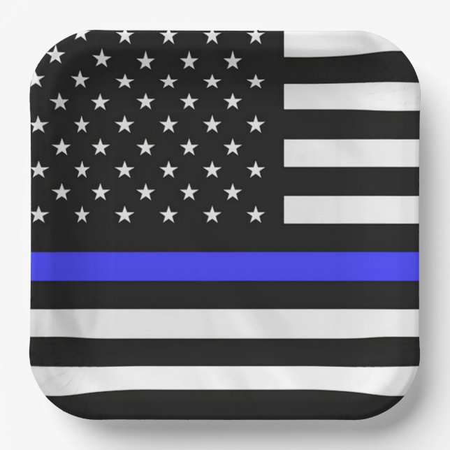 Assiettes En Carton Drapeau du policier (Recto)