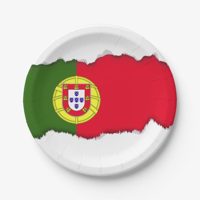 Assiettes En Carton Drapeau du Portugal (Devant)