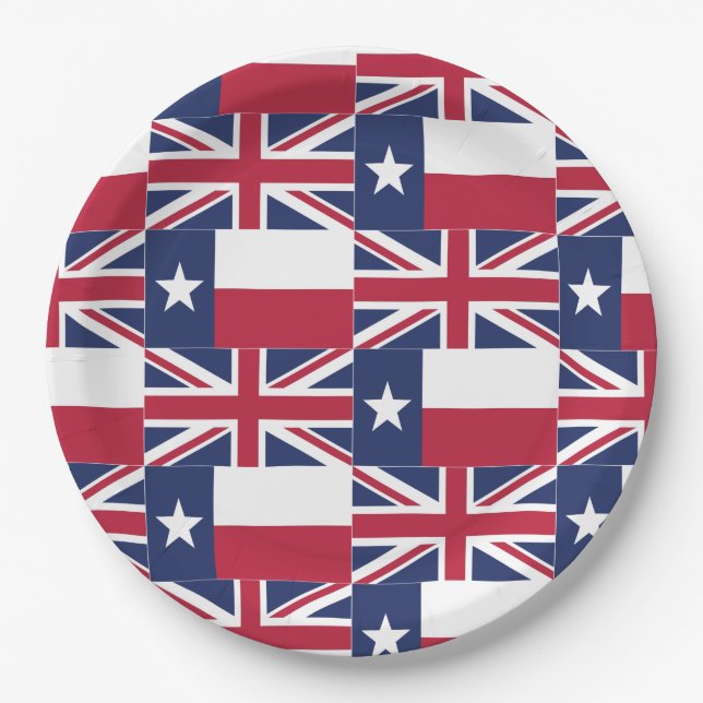 Assiettes En Carton Drapeau du Texas et plaque à papier de drapeau (Devant)