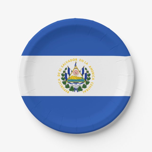 Assiettes En Carton Drapeau El Salvador (Devant)