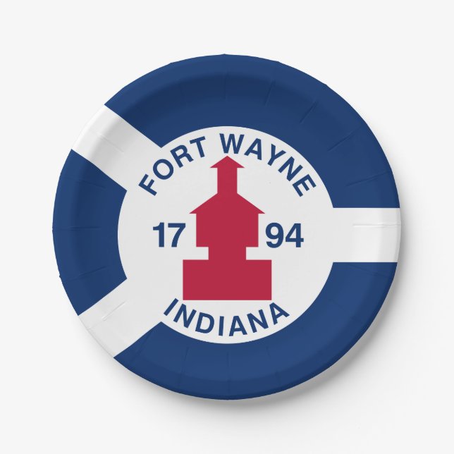 Assiettes En Carton Drapeau Fort Wayne, Plaques en papier de l'Indiana (Devant)