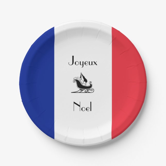 Assiettes En Carton Drapeau français Joyeux Noel Plaques de papier de  (Devant)