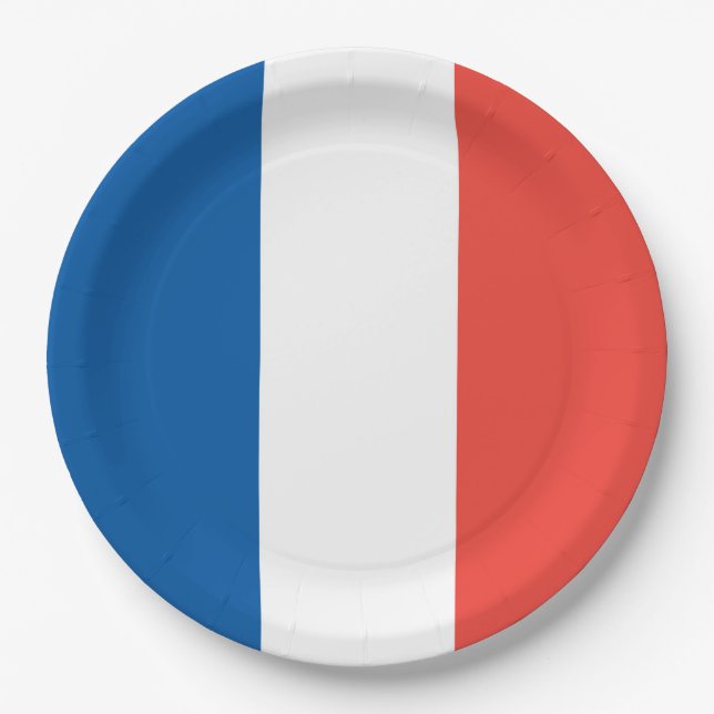 Assiettes En Carton Drapeau français : Partie tricolore de jour de (Devant)