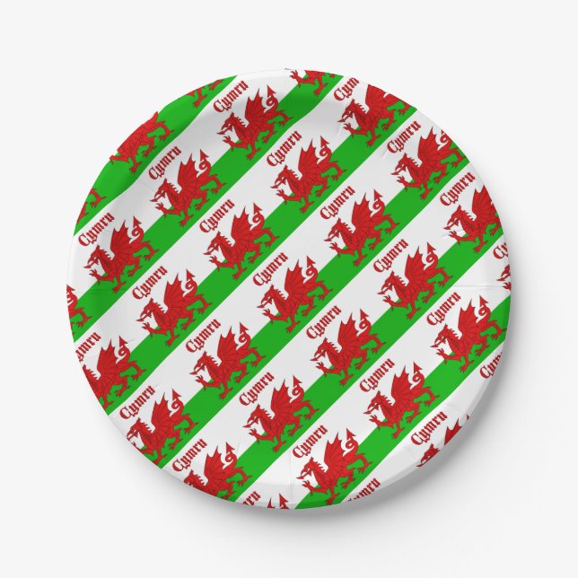 Assiettes En Carton Drapeau gallois Cymru (Devant)