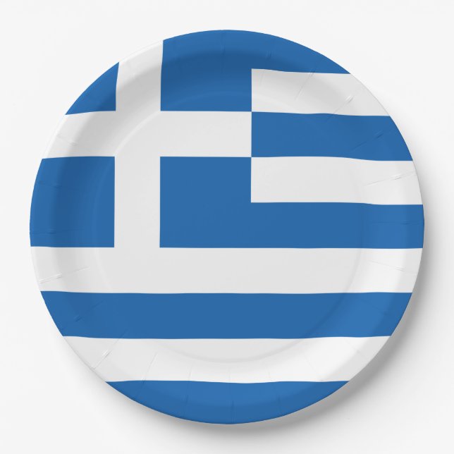 Assiettes En Carton Drapeau Grèce (Devant)