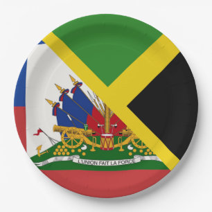 Assiettes En Carton Drapeau haïtien jamaïcain Half Jamaïque Haïti