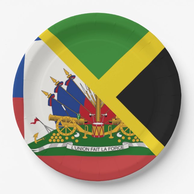Assiettes En Carton Drapeau haïtien jamaïcain | Half Jamaïque Haïti (Devant)