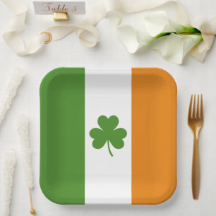 Assiettes En Carton Drapeau irlandais de la Saint Patrick avec Shamroc