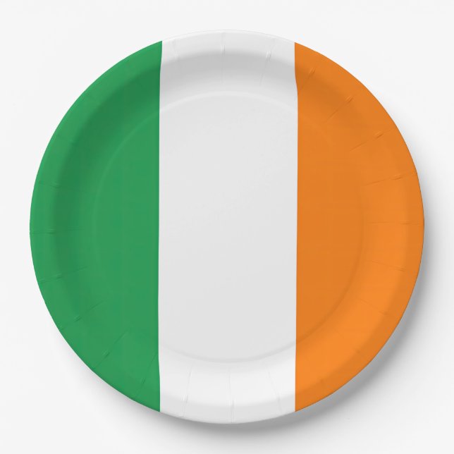 Assiettes En Carton Drapeau Irlande Tricolore (Devant)
