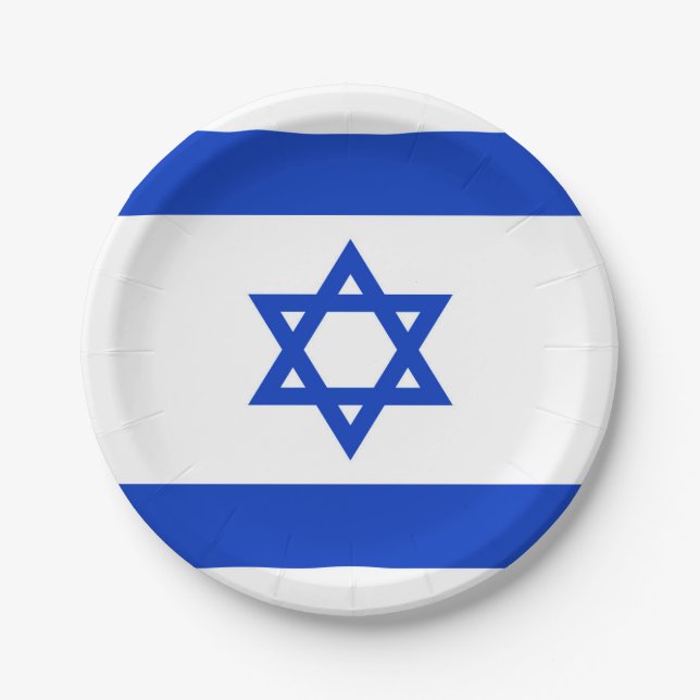 Assiettes En Carton Drapeau Israël (Devant)