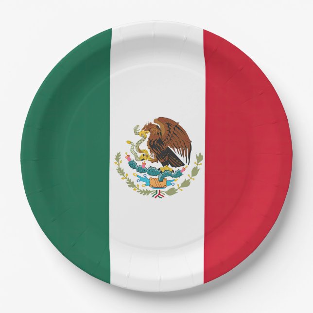 Assiettes En Carton Drapeau Mexique Tricolore (Devant)