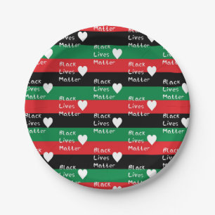 Assiettes En Carton Drapeau panafricain Black Lives Matter Cœur blanc