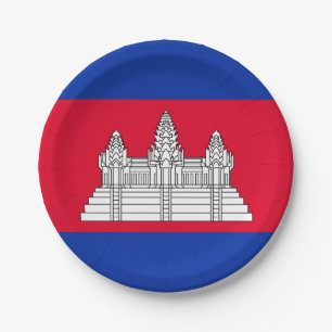Assiettes En Carton Drapeau patriotique cambodgien