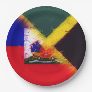 Assiettes En Carton Drapeau peint haïtien jamaïcain Haïti Jamaïque