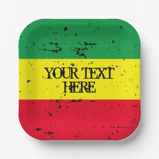 Assiettes En Carton Drapeau Rastafari reggae thème personnalisé plaque (Recto)