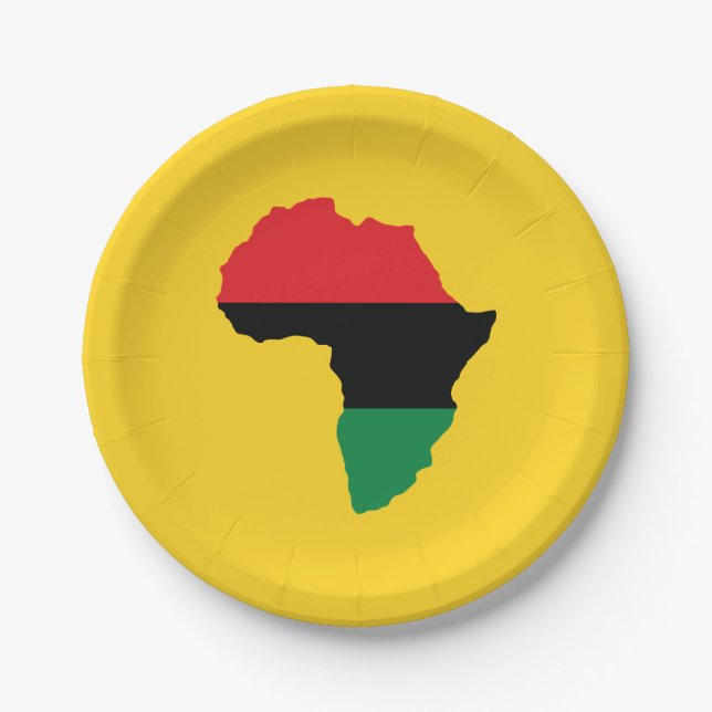 Assiettes En Carton Drapeau rouge, noir et vert de l'Afrique (Devant)