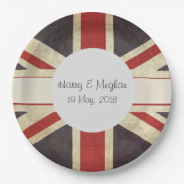 Assiettes En Carton Drapeau Royal Mariage Grande plaque de papier