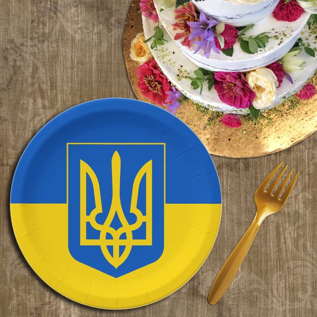 Assiettes En Carton drapeau ukrainien et Ukraine - fête, anniversaire/ (Créateur téléchargé)