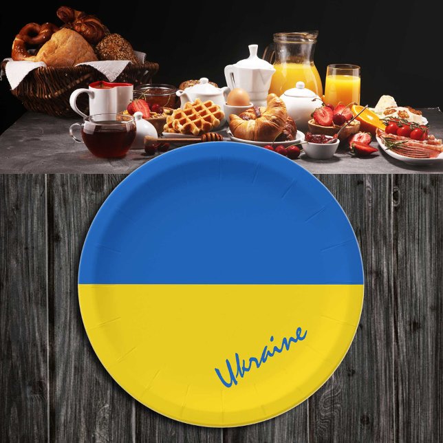 Assiettes En Carton drapeau ukrainien et Ukraine - fête, anniversaire/ (Créateur téléchargé)