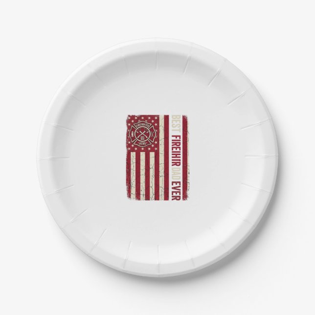 Assiettes En Carton Drapeau vertical vintage papa pompier (Devant)