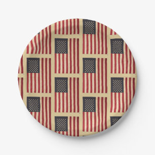 Assiettes En Carton Drapeau vintage américain Patiné