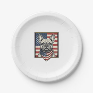 Assiettes En Carton Drapeau vintage de Bulldog français patriotique
