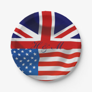 Assiettes En Carton Drapeaux américains et britanniques, Mariage royal