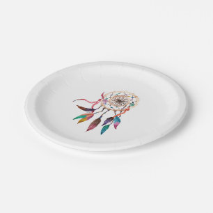 Assiettes En Carton Dreamcatcher de Bohème en peinture vibrante