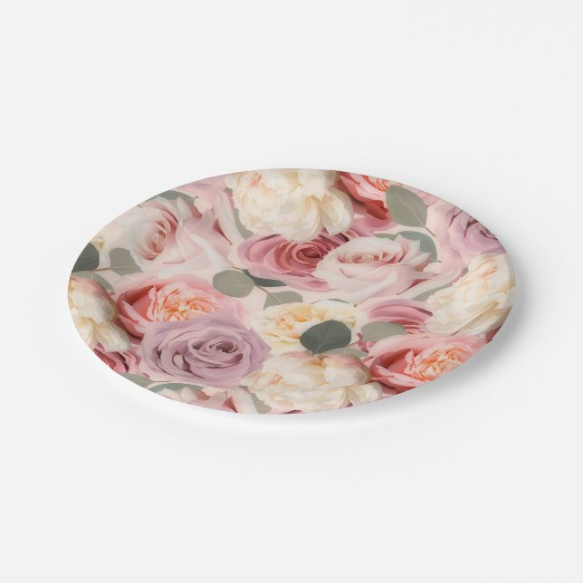 Assiettes En Carton Dreamrose Floral élégant Shabby Chic Roses (Angle)