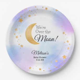Assiettes En Carton Dreamy Over the Moon Baby shower neutre entre les
