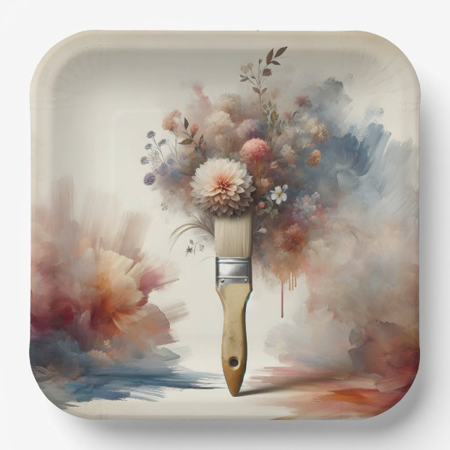 Assiettes En Carton Dreamy Paintbrush Flower Bunch (Recto)