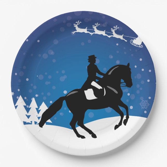 Assiettes En Carton Dressage du Cheval de Noël hiver (Devant)