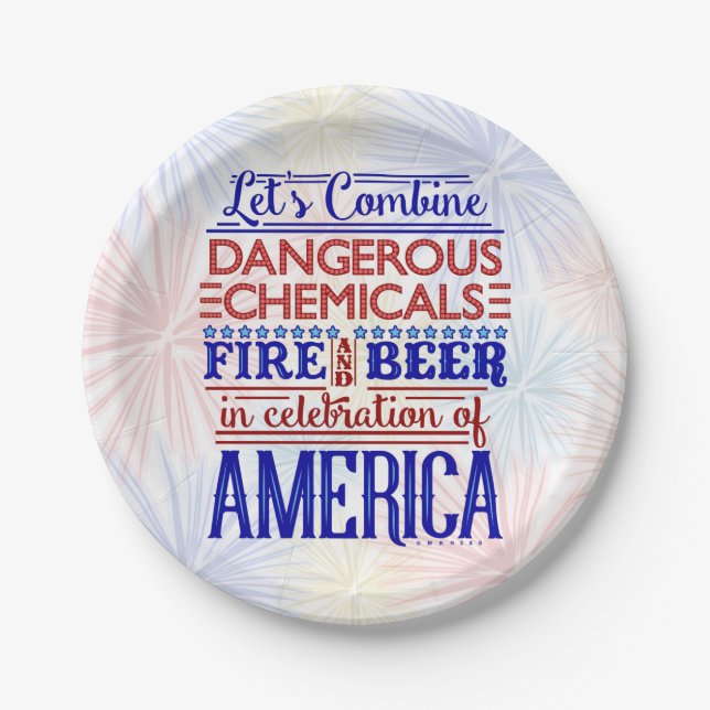 Assiettes En Carton Drôle 4 juillet Fireworks Bière plaisanter | Fête  (Devant)