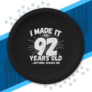 Assiettes En Carton Drôle 92ème Anniversaire Citation Sarcastique 92 A