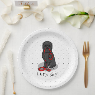 Assiettes En Carton Drôle Allons-y ! Promener Affenpinscher (Noir Natu
