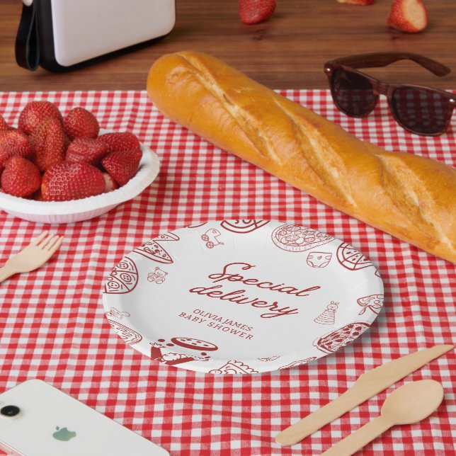 Assiettes En Carton Drôle baby shower à pizza de livraison spéciale (Pique-nique)