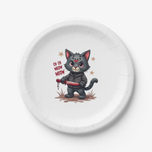 Assiettes En Carton Drôle Cat Horror Movies mignonne Halloween pour Ki
