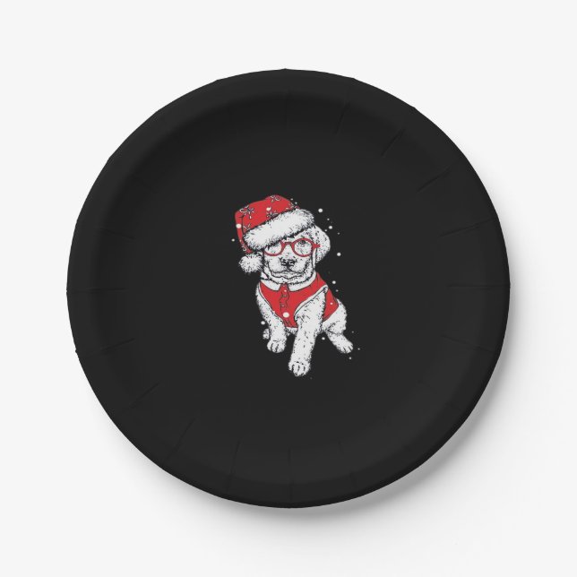 Assiettes En Carton Drôle chien de Noël Pyjamas cadeau pour les Amoure (Devant)