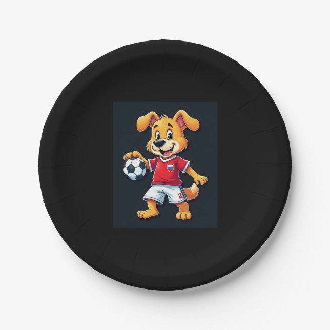 Assiettes En Carton Drôle Dabbing Chien Russie Soccer Jersey Russe Foo (Devant)