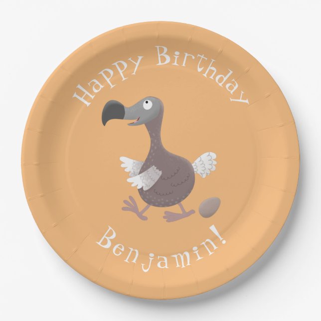 Assiettes En Carton Drôle dodo oiseau personnalisées dessin animé anni (Devant)