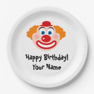 Assiettes En Carton Drôle enfant's Birthday clown dessin sur mesure